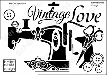 Schablone-Stencil A4 023-1508 Nähmaschine Vintage